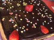 Una foto de ganache de chocolate con manteca