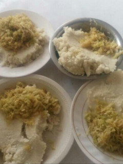 A picture of Stewed cabbage with Ugali.