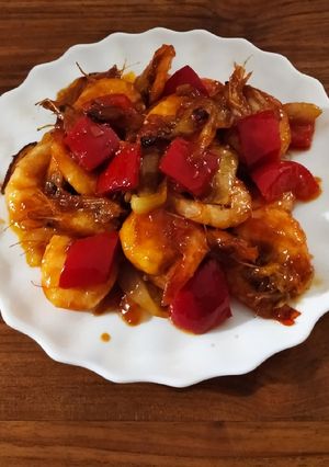 Foto resep Udang paprika asam manis