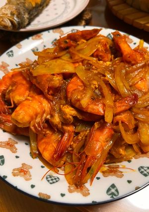 咖哩炒蝦 的食譜成品照片