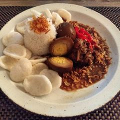 A picture of Gudeg Jogja (Slow Cooked Young Jackfruit).