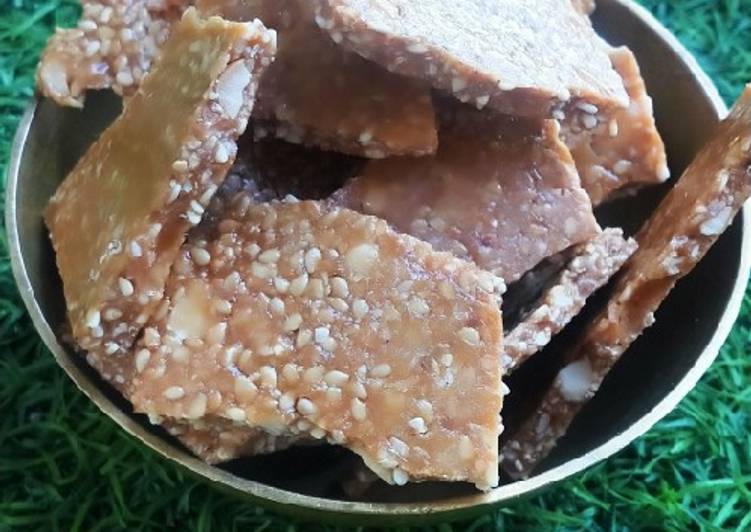 Simple Way to Make Quick Peanut and sesame chikki