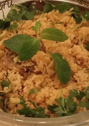A picture of Erachi Choru/Meat Pulao/Malabar Meat Rice.