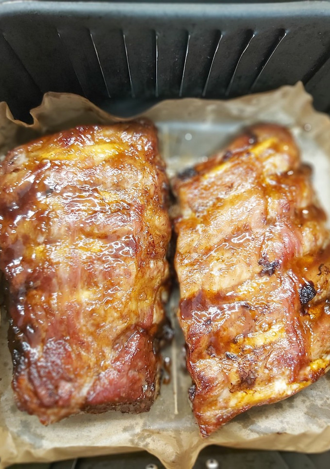 Una foto de Costillas a la barbacoa en freidora de aire