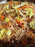 Filipino Pancit Noodles with Fried Adobo