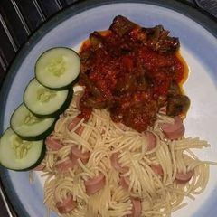 A picture of Sausage spaghetti.