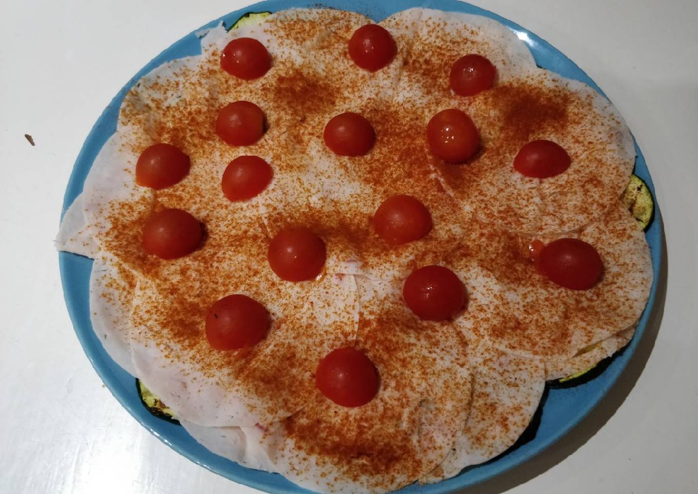 Cena ligera de Calabacín, Pavo y Tomate