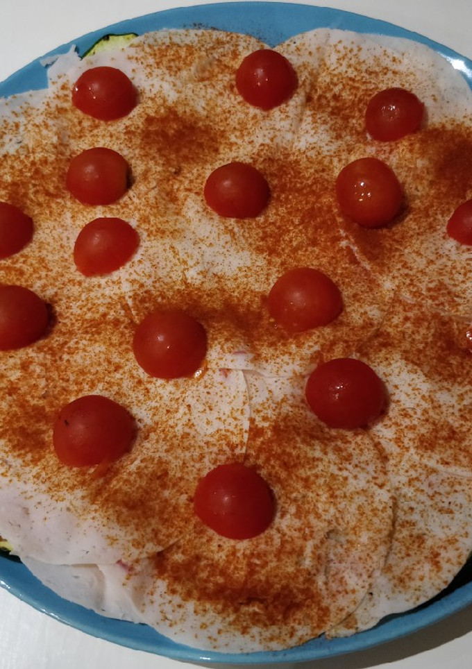 Una foto de Cena ligera de Calabacín, Pavo y Tomate