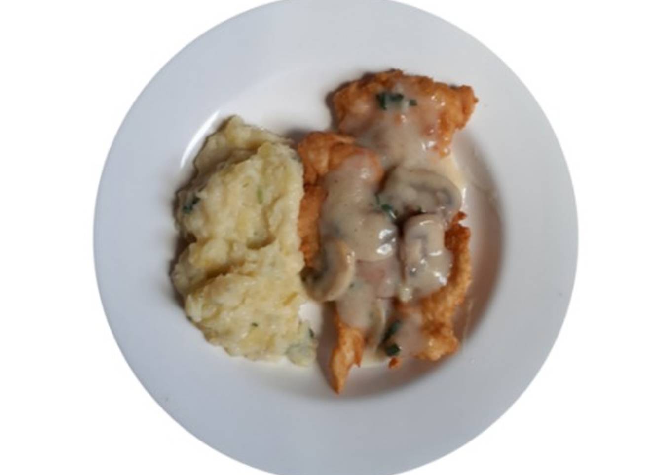 Crispy Chicken Steak with Mashed Potato & Mushroom Sauce