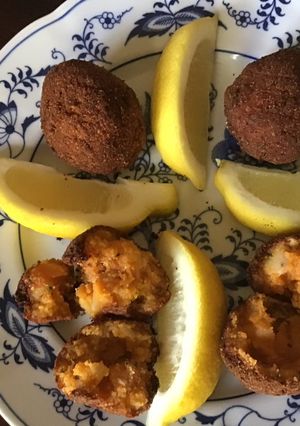 A picture of 725. California Farm Gochujang Shrimp Balls in Breadcrumbs.
