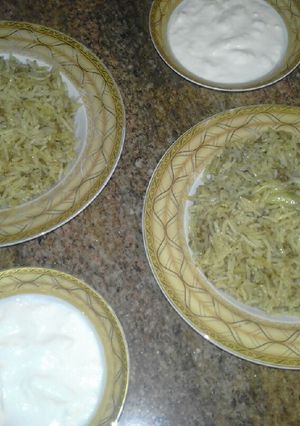 A picture of Lebanese Makmoura or Rice with Cabbage.