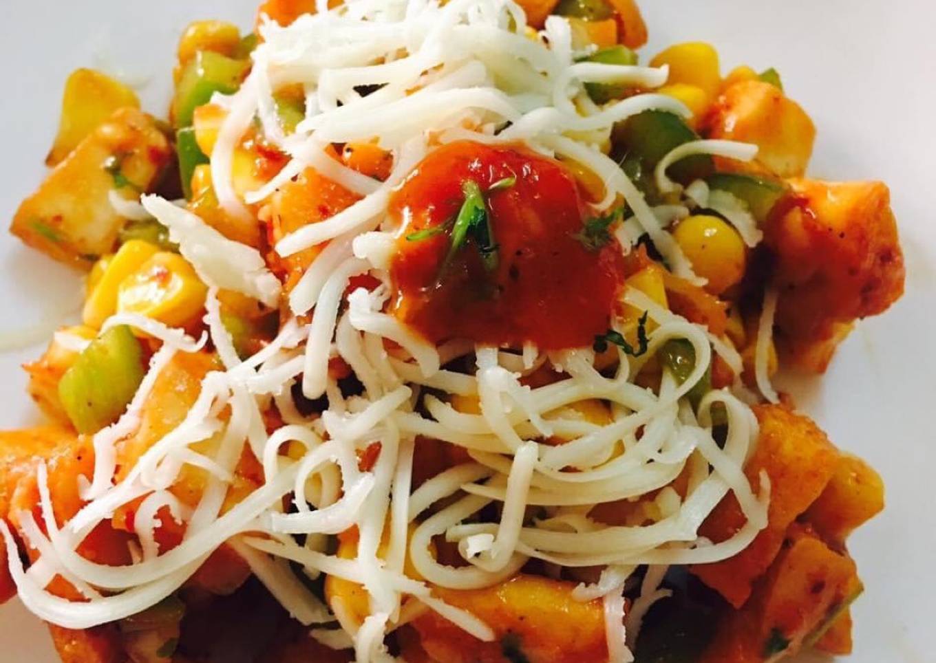 Corn capsicum pizza bhel..!!!❤️👍