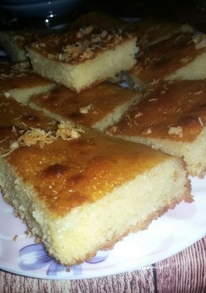صورة لوصفة بسبوسة بقطر الحليب روعة