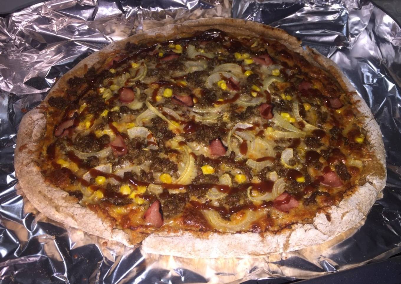 Pizza masa integral casera barbacoa