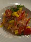 Ceviche de Salmão com Manga e Pimentos