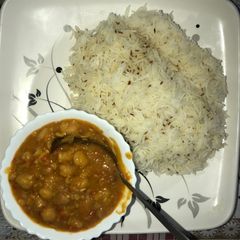 A picture of CHHOLE WITH JEERA RICE (YEH DIL MAANGE MORE....).