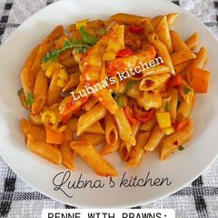 A picture of PENNE WITH PRAWNS:.