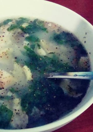 Hình của món Cháo nghêu tía tô.