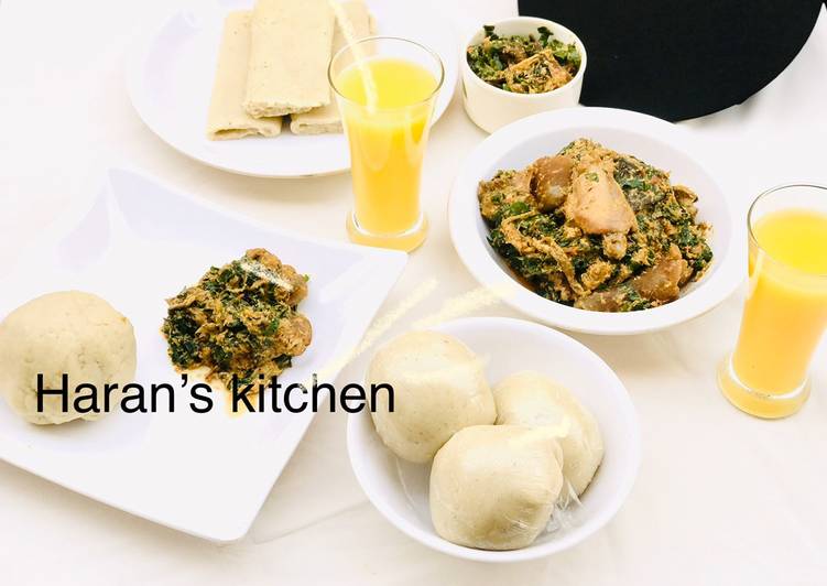 Pounded yam with egusi soup