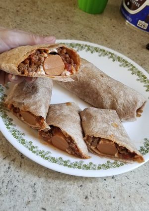 A picture of Sloppy Joe Dog Burritos.