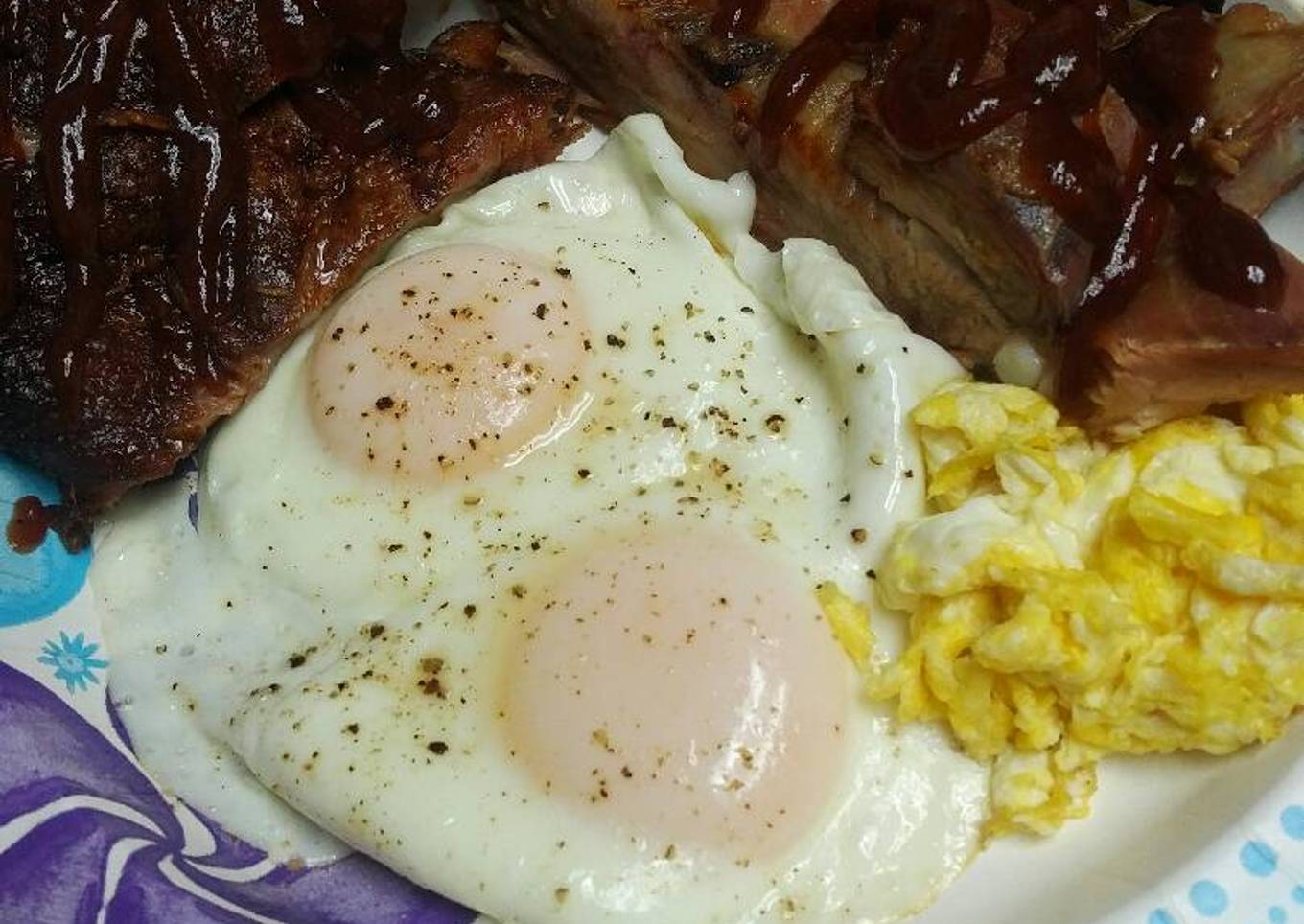 Steps to Make Super Quick Homemade Heat them up Eat them up Breakfast,
Ribs and Eggs
