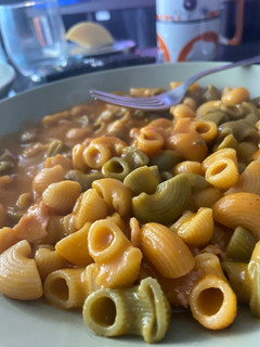 Una foto de Pasta con salsa de calabaza