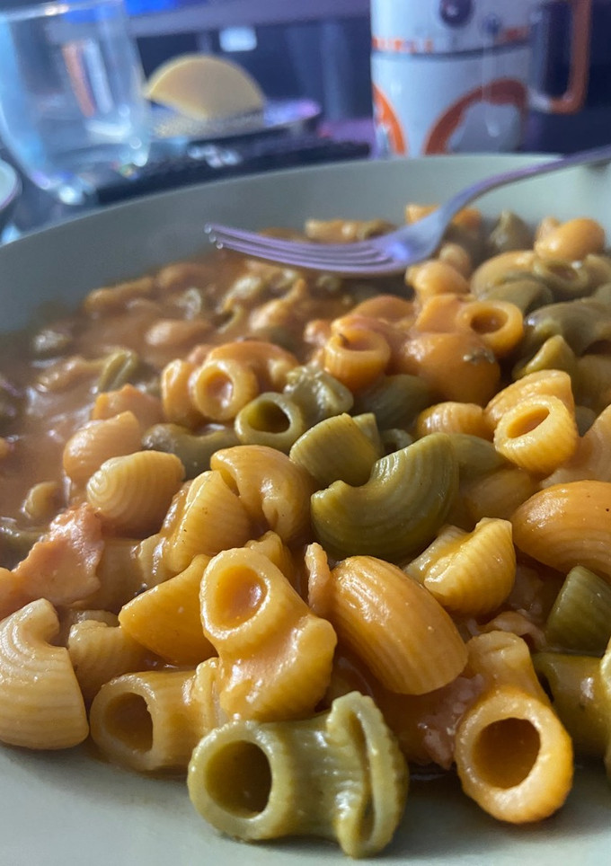 Una foto de Pasta con salsa de calabaza