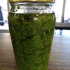 A picture of Pesto of basil and pine nuts.