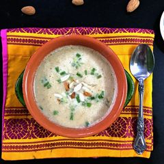 A picture of Moroccon Spiced Cauliflower and Almond Soup.
