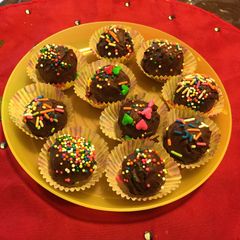 A picture of Chocolate coconut ladoo sweet.