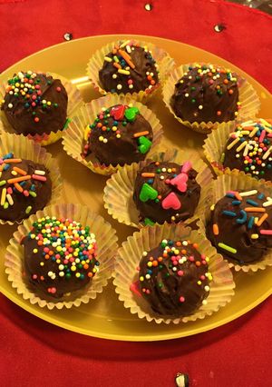 A picture of Chocolate coconut ladoo sweet.