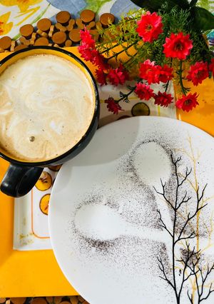 A picture of Flat white coffee.