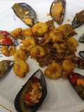 Gambas peladas rebozadas cocinadas en freidora de aire