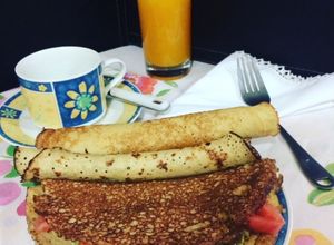 Una foto de Crepe de garbanzos y avena