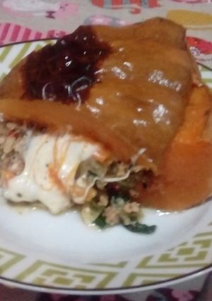 Una foto de Calabaza rellena de vegetales