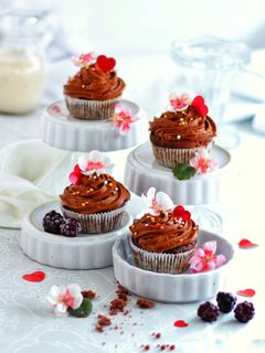 Feine Buchweizen Schoko-Muffins mit Schoko-Kürbiscreme Topping Rezepthauptbild