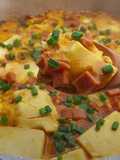 Steam tahu kotak, telur, ham