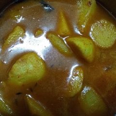 A picture of Arbi aaloo curry.