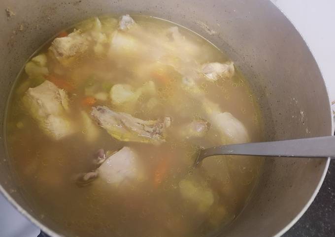 Simple Way to Make Super Quick Homemade Chkn and mixd veg soup