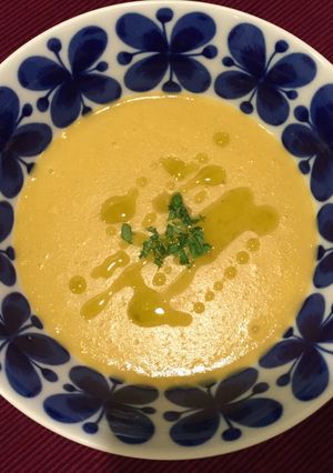A picture of Creamy Corn & Potato Potage (still healthy and light).