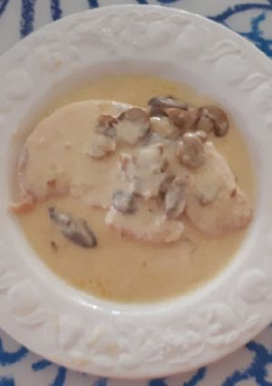 Una foto de 87. Filetes de pollo con champiñones