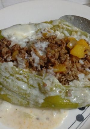 A picture of Stuffed Caigua (Archucha) with Ground Meat.