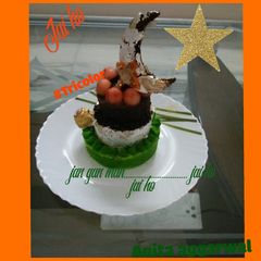 A picture of #tricolor fruit &chocolate cake#tricolorpost1⛳.