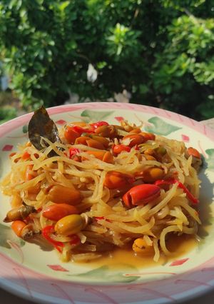 Foto resep Tumis pepaya muda dan kulit melinjo