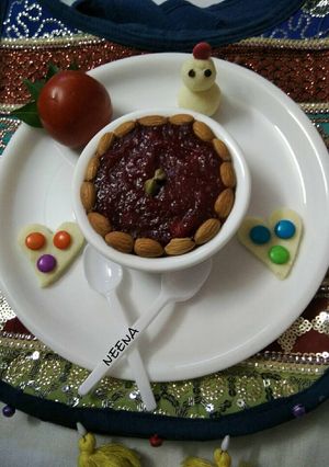A picture of Beetroot halwa.