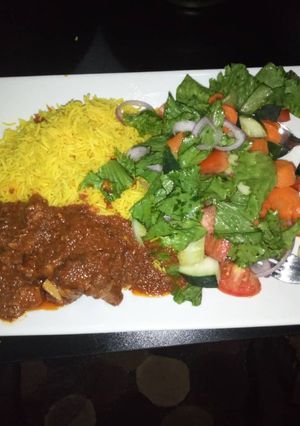 A picture of Basmati Rice cooked in turmeric.