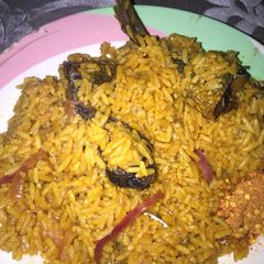 A picture of Jollop rice Nd fish.