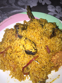A picture of Jollop rice Nd fish.