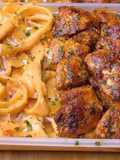 Frango grelhado com Massa Alfredo