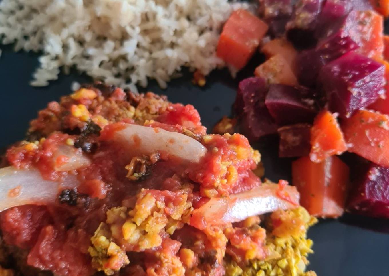 Bistec de soya hecho en casa y Tofu como extra